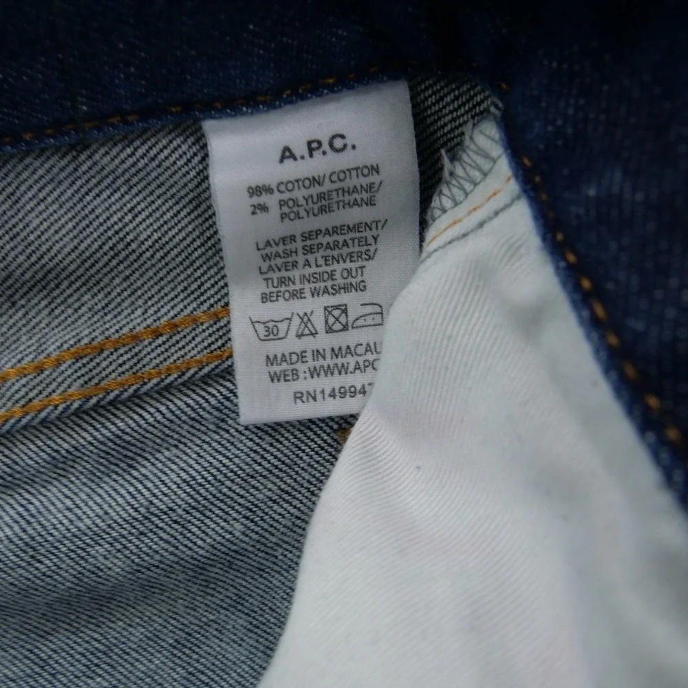 APC Jeans Mens 34 Blue Petit Standard Slim Straight Denim Button Fly Dark Wash
